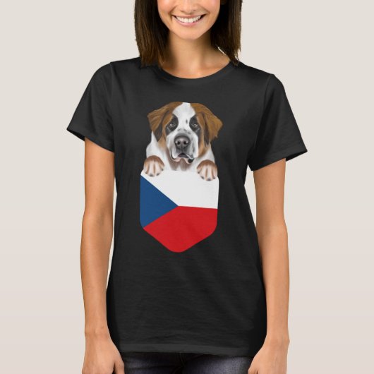 Tschechische Republik Flagge Bernard-Hund in Tasch T-Shirt (Vorderseite)