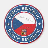 Tschechische Republik - Flagge, Karte und Emblem Magnet (Vorne)
