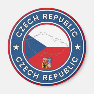 Tschechische Republik - Flagge, Karte und Emblem Magnet