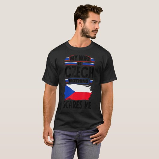 Tschechische Republik Flagge Meine Ehefrau ist nic T-Shirt (Vorne ganz)
