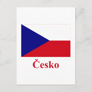 Tschechische Republik Flagge mit Name Postkarte