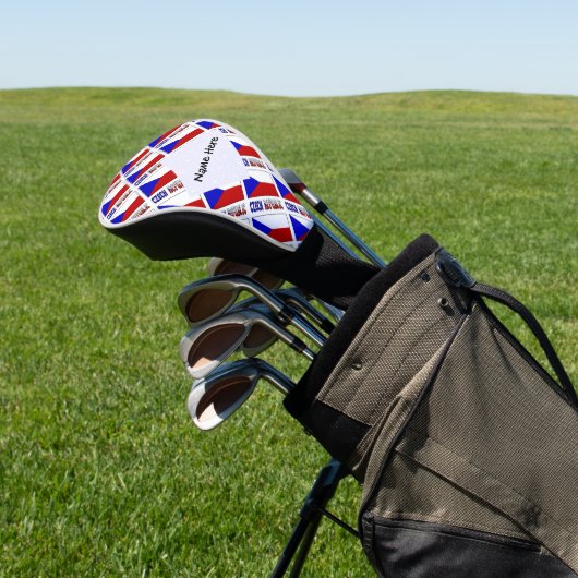 Tschechische Republik Flaggengepflaster Schwarz Pe Golf Headcover (In SItu)