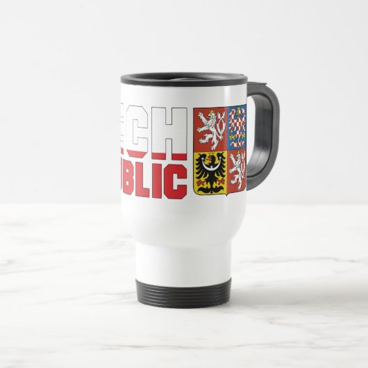 Tschechische Republik Flaggentext und Emblem Reisebecher (VorderseiteRechts)