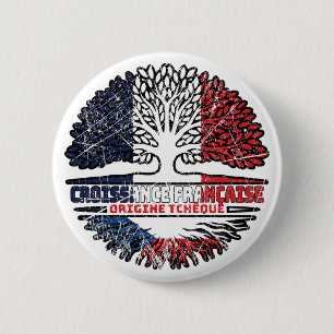 Tschechische Republik Frankreich - Tree Roots-Flag Button
