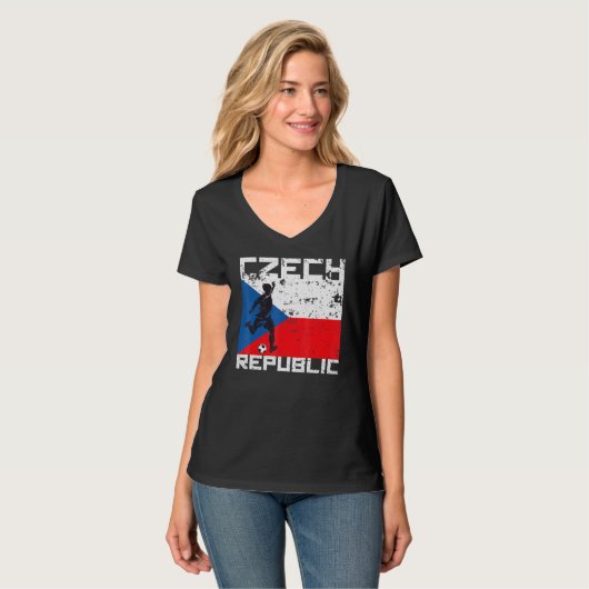 Tschechische Republik Fußball Fan Jersey Flag Cze T-Shirt (Vorderseite Vollansicht)