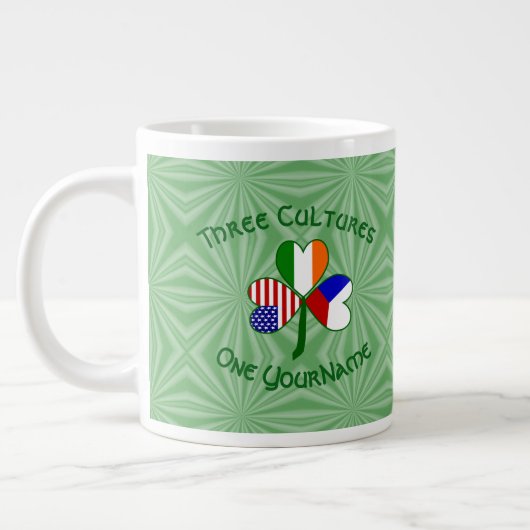 Tschechische Republik Irland USA Kleeblatt Flag Pe Jumbo-Tasse (Links)