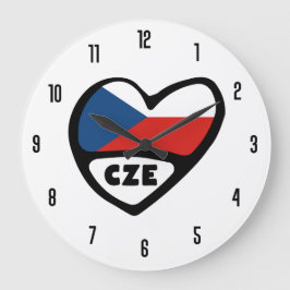 Tschechische Republik Ländercode CZE Flaggenmitte Große Wanduhr