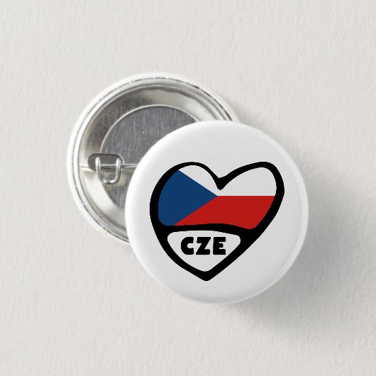 Tschechische Republik Ländercode Flag Herzstück Bu Button (Vorne & Hinten)