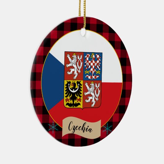 Tschechische Republik, rotes Büffel kariert & tsch Keramik Ornament (Rechts)