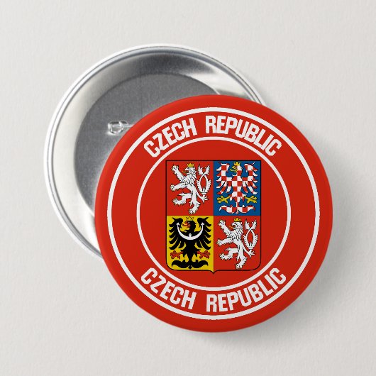 Tschechische Republik-rundes Emblem Button (Vorne & Hinten)