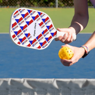 Tschechische Republik Tschechische Flagge gekachel Pickleball Schläger