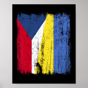 Tschechische Republik Ukraine Halbe Flagge Tschech Poster