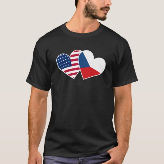 Tschechische Republik USA Flaggenstaat Herz Tschec T-Shirt (Vorderseite)