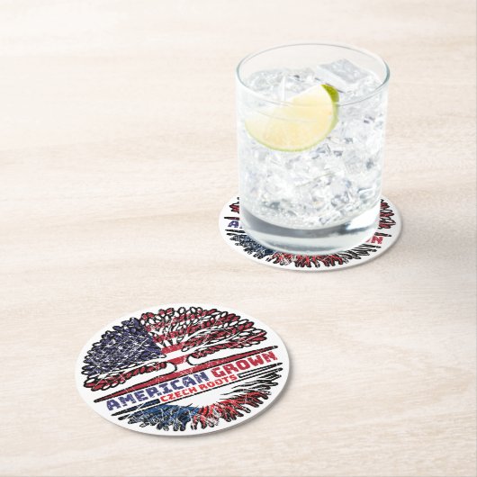 Tschechische Republik USA USA Vereinigte Staaten Runder Pappuntersetzer (Vor Ort)