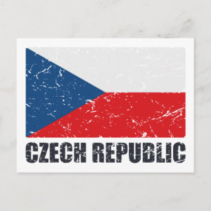 Tschechische Republik - Vintage Flagge Postkarte