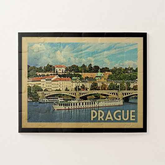 Tschechische Republik-Vintage Reise Prags Puzzle (Horizontal)