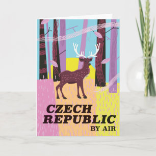 Tschechische Republik Vintages Hirschreisplakat Feiertagskarte