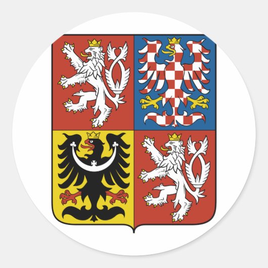 Tschechische Republik Wappen CZ Runder Aufkleber (Vorderseite)
