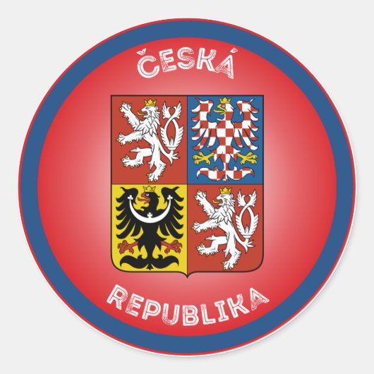 Tschechische Republik - Wappenschildkröte Runder Aufkleber (Vorderseite)