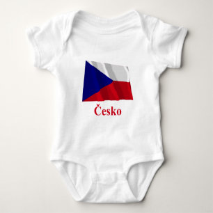 Tschechische Republik-wellenartig bewegende Flagge Baby Strampler