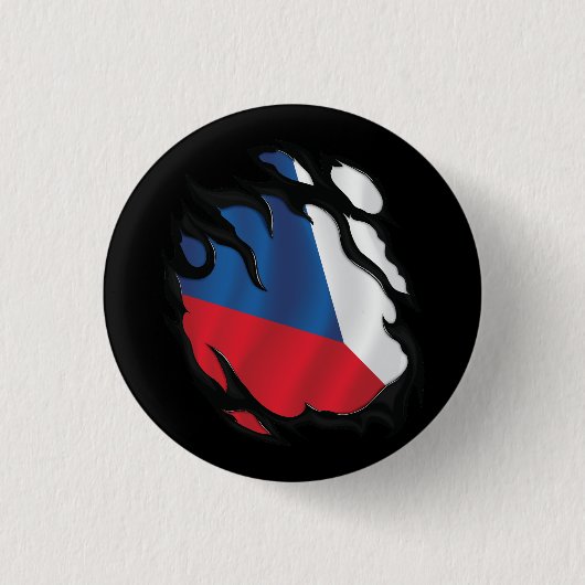 Tschechische Republik Zerrissene Flagge Button (Vorderseite)