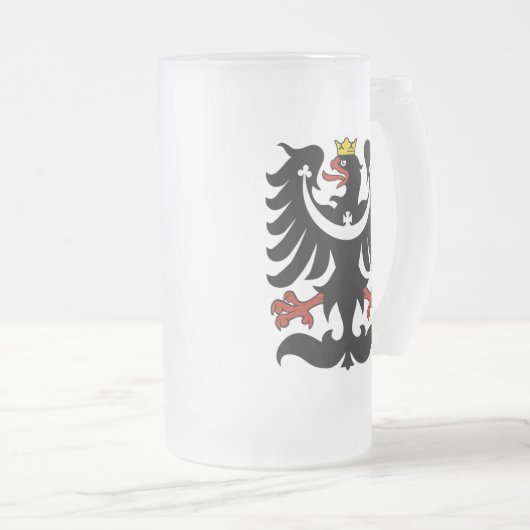 Tschechische schlesische Adler-Tasse Mattglas Bierglas (VorderseiteRechts)