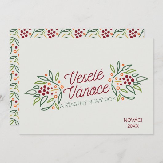 Tschechische Sprache Frohe Weihnachten & ein gutes (Vorne/Hinten)