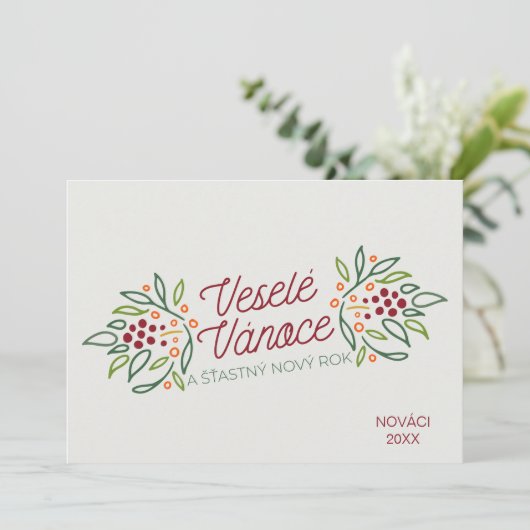 Tschechische Sprache Frohe Weihnachten & ein gutes (Stehend Vorderseite)