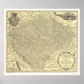 Tschechischer Kartendruck, Vintage Böhmen Plan, Wa Poster