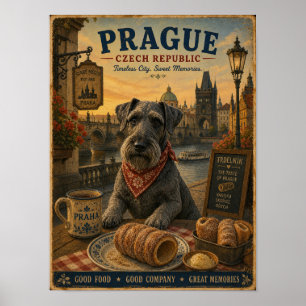 Tschechischer Terrier in Prag Vintage-Reiseposter Poster