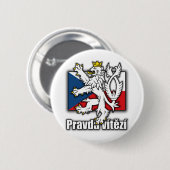 Tschechisches Löwe-Wappen Flagge Button (Vorne & Hinten)