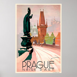 Tschechisches Vintage-Reiseposter Prag Poster