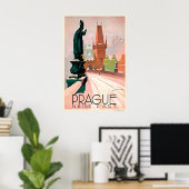 Tschechisches Vintage-Reiseposter Prag Poster (Heimbüro)