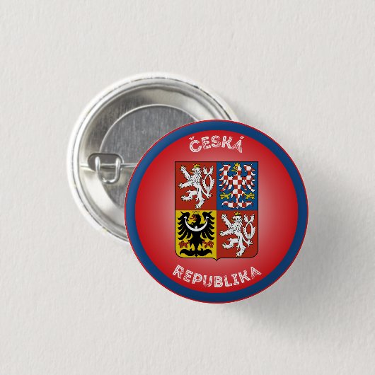 Tschechisches Wappen Kreisform Button (Vorne & Hinten)