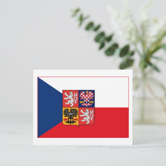 Tschechoslowakei Flag w COA (light) Postkarte (Stehend Vorderseite)
