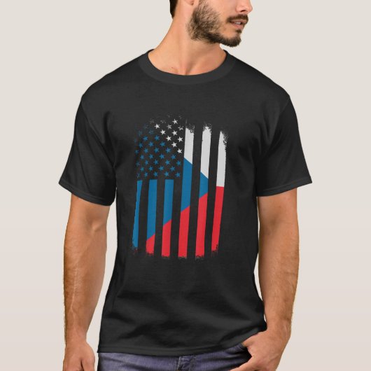 Tschechoslowakei und Amerikas Flagge Tschechisch-A T-Shirt (Vorderseite)