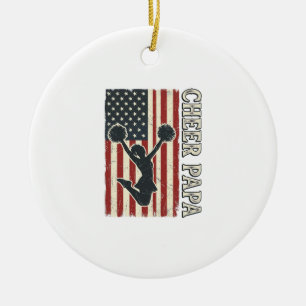 Tscheer Papa USA Flag Vintage Cheer Design_1 Keramik Ornament