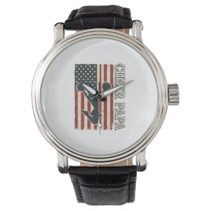Tscheer Papa USA Flagge Vintage Cheer Design_1 Armbanduhr