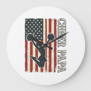 Tscheer Papa USA Flagge Vintage Cheer Design_1 Große Wanduhr