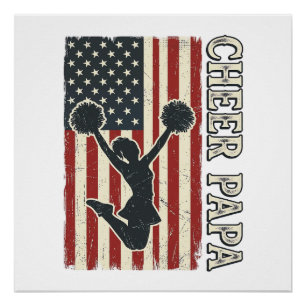Tscheer Papa USA Flagge Vintage Cheer Design_1 Poster