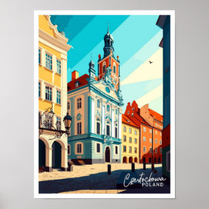 Tschenstochau Polen Reise Vintage-Illustration Poster