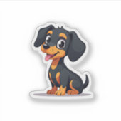 Tscherubische Kawaii-Dackel, Joyful Ears und Tongu Aufkleber (Vorderseite)