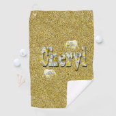 Tscheryl, Name auf Gold mit Frangipani-Elefanten, Golfhandtuch (Insitu)