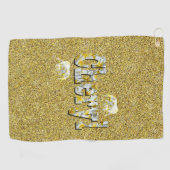 Tscheryl, Name auf Gold mit Frangipani-Elefanten, Golfhandtuch (Horizontal)