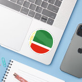 Tschetschenien-Flagge-Rund-Aufkleber Aufkleber (Laptop mit iPhone)