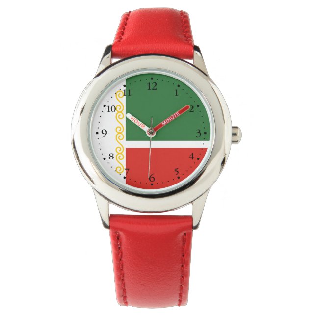Tschetschenische Flagge Armbanduhr (Vorderseite)