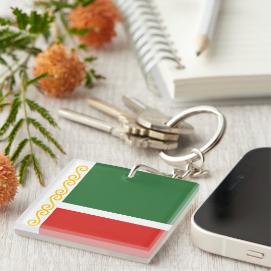 Tschetschenische Flagge Schlüsselanhänger (Vorderseite rechts)