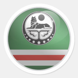 Tschetschenische Glänzende Kreisflagge Runder Aufkleber