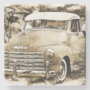 Tschevy Chevrolet Lastwagen Klassiker aus den 1950 Steinuntersetzer