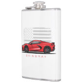Tschevy Corvette C8 schwarze Illustration Flachmann (Links)